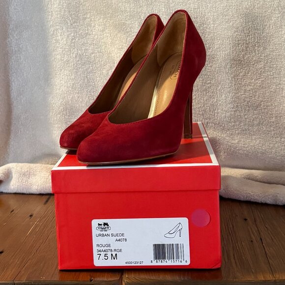 Coach Urban Suede Red 4" Heels/Pumps, sz 7.5 - Picture 2 of 10